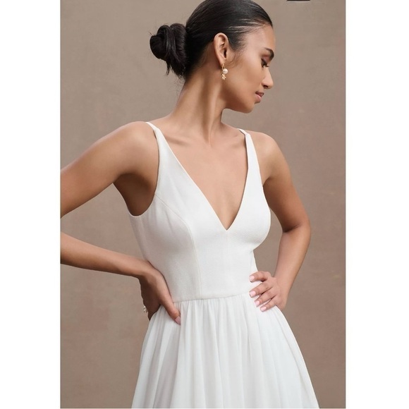DRESS The Population Alicia Chiffon A-Line V-neck Sleeveless Midi Dress NEW - Picture 5 of 10